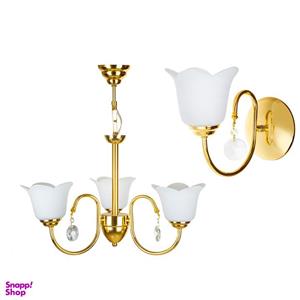چراغ دیواری و لوستر سه شعله چشمه نور کد AB856/3+1-O-Pro