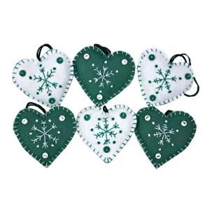 آویز تزیینی مدل کریسمس طرح قلب مجموعه 6 عددی