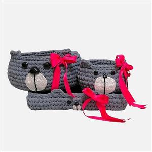 ست سبد وسایل کودک مدل خرسی پاپیونی بسته 3 عددی
