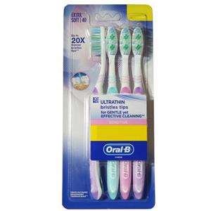 مسواک اورال-بی مدل ULTRTHIN BRISTLES با برس خیلی نرم بسته 4 عددی -