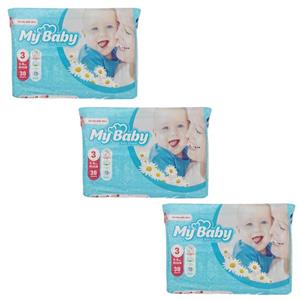 پوشک کودک مای بیبی مدل Max Care سایز 3 سه بسته 38 عددی