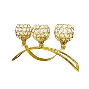 شمعدان مدل سه شعله نگین دار قایقی