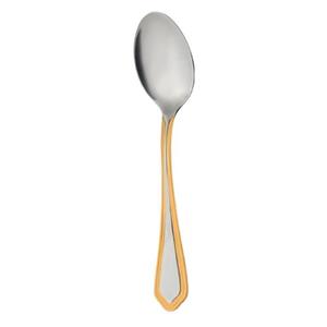 قاشق چای خوری ناب استیل مدل ونیز دورطلایی بسته 6 عددی