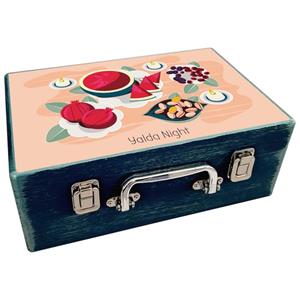 جعبه چوبی مدل چمدان طرح یلدای ایرانی کد WS398