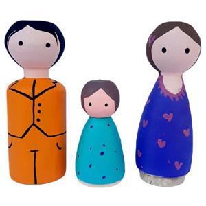 عروسک چوبی مدل خانواده من  کد WT01 مجموعه 3 عددی