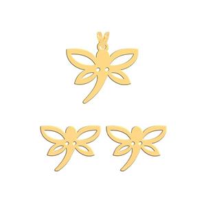نیم ست طلا 18 عیار زنانه فرشته مدل سنجاقک  WHSLZ-000521
