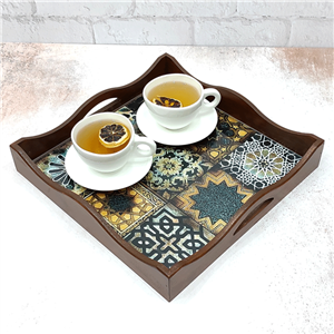سینی چوبی رزینی طرح چند بعدی کد 3030