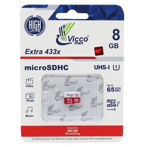 رم میکرو ۸ گیگ ویکومن Vicco Man Extra 433X U1 C10 65MB/s بدون خشاب