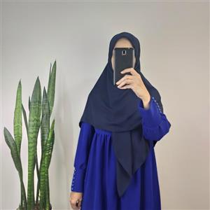 روسری حریر کرپ سورمه ای یاس نبی