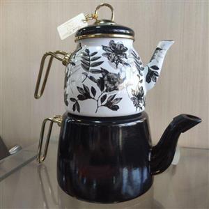 کتری وقوری چدن لعابی ترکیه ای پاچی گلدار