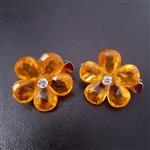 گلسر فلزی کوچک با گل کریستال نارنجی