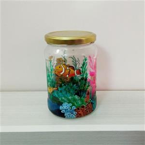 نقاشی ماهی و دریا روی شیشه