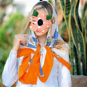 روسری ساتن ابریشم وارداتی دور دست دوز قواره 110