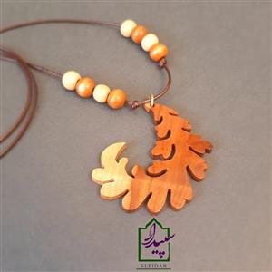 گردنبند چوبی برگ پاییزی عناب