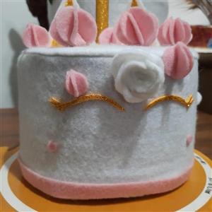 ماکت کیک نمدی طرح یونیکورن