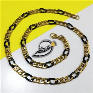 گردنبند مشکی طلایی اسپرت شیک و فوق العاده خاص از جنس استیل رنگ ثابت درجه یک