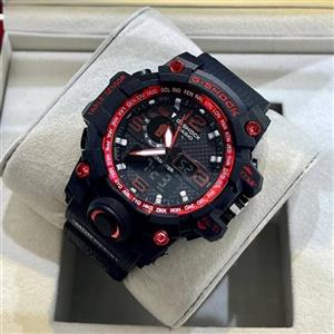 ساعت مچی مردانه و پسرانه طرح جیشاک دور قاب آبی وقرمز G shock