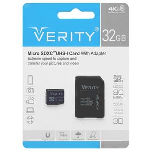 رم Verity microSDXC adapter UHS I U3 Class 10 Extreme 80MBs 32GB