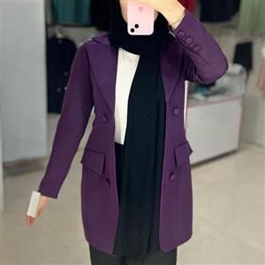 کت یقه انگلیسی بادمجونی خوشرنگ مازراتی قد کت 80_85استین کتی