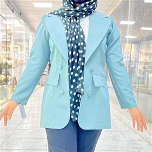 کت یقه انگلیسی جذب رنگ سیمانی جنس کرپ کش استین کتی
