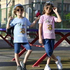 لباس بچگانه،ست بلوز شلوارک،رنگ آبی،مناسب ست خواهر و برادری