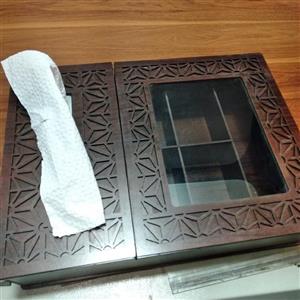 جعبه دمنوش و دستمال کاغذی مناسب برای روی میز پذیرایی و مدیریت