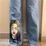 شلوار جین بگ نقاشی شده با دست طرح فشن بیلی کیفیت عالی