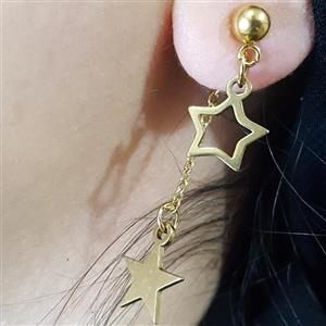 گوشواره میخی ستاره استیل ضد حساسیت رنگ ثابت روکش طلا کد(319)