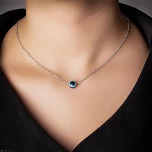 گردنبند استیل چشم و نظر با زنجیر نقره ای