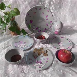 هفت سین خرگوش طوسی صورتی سال 1402 طراحی شده با دست قابل شستشو