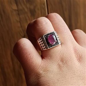 انگشتر نقره یاقوت سرخ آفریقایی اصل معدنی درجه یک زیبا 