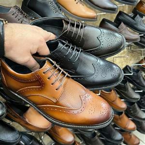 کفش مردانه چرم طبی تبریز بندی مدل هشتک