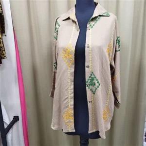 شومیز مانتویی طرح دار