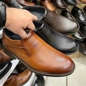 کفش مردانه چرم تبریز بدون بند  ساده فلوتر