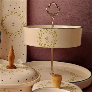 شیرینی خوری دو طبقه سرامیکی طرح گل بنفشه 