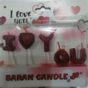 شمع تولد فانتزی آی لاو‌ یو قرمز جعبه ای