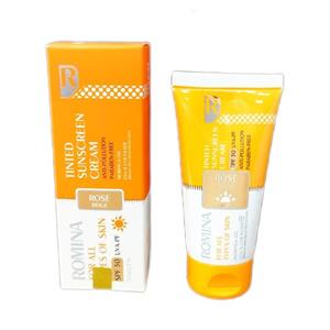 کرم ضدآفتاب رنگ بژ تیره SPF 50 رومینا\nحجم 50 میل ROMINA TINTED SUNSCREEN FOR ALL TOYPS OF SKIN