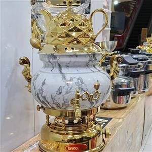 سماور  3کاره گازی طرح سنگی ترموکوپلی همراه با نشان استاندارد برند طاووس