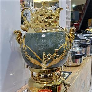 سماور 3 کاره گازی طرح سنگ  ترموکوپل دار همراه با نشان استاندارد برند طاووس
