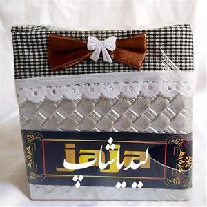 باکس مربع طرح چرم آستردار جای لوازم آرایش و قاشق چنگال