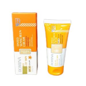 کرم ضدآفتاب رنگ بژ طبیعی SPF 50 رومینا حجم 50 میل\nROMINA TINTED SUNSCREEN FOR ALL TOYPS OF SKIN