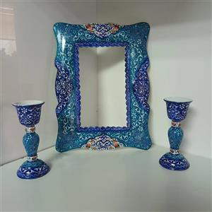 آینه و شمعدان میناکاری روی مس