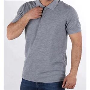 تیشرت جودون مردانه یقه دار  رنگ ملانژ طوسی متوسط کد 22