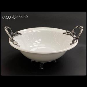 کاسه گرد زرین دسته و پایه پیوتر