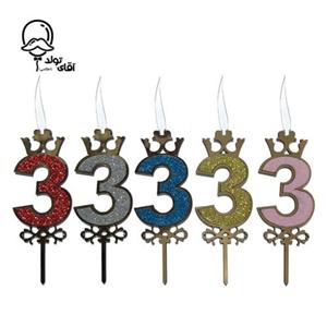 شمع عدد3 اکلیلی مخملی