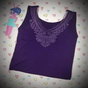 تاپ گیپور دار زنانه فری سایز 40 تا 46 رنگ بنفش