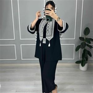 مانتو شلوار سنتی\nجنس برماندو\nرنگ بندی  خردلی سبز  قرمز  سفید\nسایز ها  38تا46\n