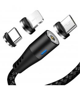 کابل Greenport فست شارژ با 3 کانکتور Lightning - Type-c - Micro-USB - چرخش 360 درجه مغناطیسی  کد M1A2