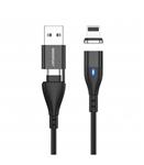 کابل Greenport فست شارژ با 3 کانکتور Lightning - Type-c - Micro-USB - چرخش 360 درجه مغناطیسی - خروجی انتقال داده - 6 حالت شارژ A02M11