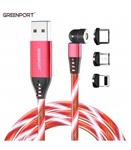 کابل Greenport فست شارژ با 3 کانکتور Lightning - Type-c - Micro-USB - چرخش 540 درجه مغناطیسی - خروجی انتقال داده A03M05